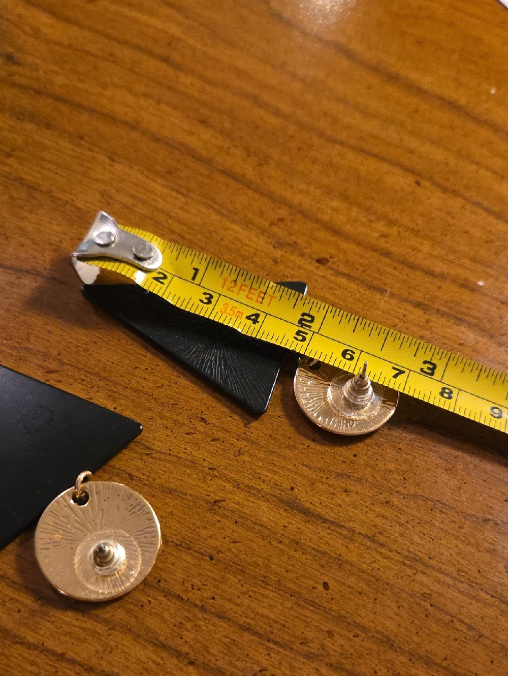 Geometric Triangle Dangle Earrings - Picture 3 of 3